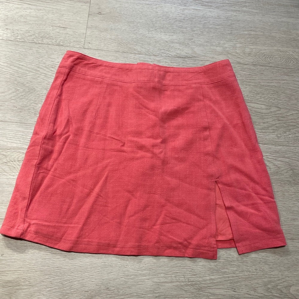 Coral Linen Skirt